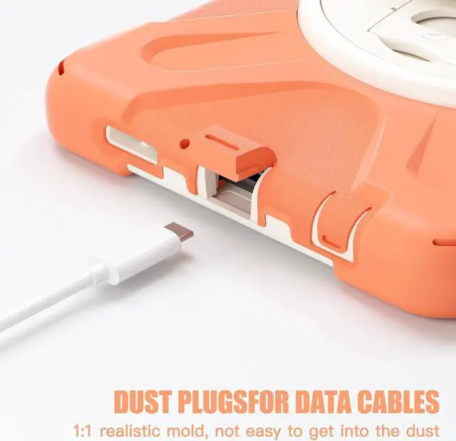 Alt view image 7 of 7 - BONAEVER Shockproof Case for Samsung Galaxy Tab A9 Case 8.7 Inch 2023 SM-X110/SM-X115/SM-117 with Pen Holder & 360 Rotating Hand Strap/Shoulder Strap Stand and Protective Cover Orange