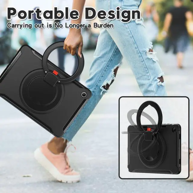 Alt view image 7 of 7 - BONAEVER Case for Samsung Galaxy Tab A9 Plus 11 Inch 2023 SM-X210/ SM-X215/SM-X216/SM-218 Rugged Military Grade Shockproof Cover with 360° Swivel Stand and Strap Pencil Holder