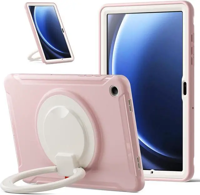 Main image of BONAEVER Case for Samsung Galaxy Tab A9 Plus 11 Inch 2023 SM-X210/ SM-X215/SM-X216/SM-218 Rugged Military Grade Shockproof Cover with 360° Swivel Stand and Strap Pencil Holder Pink