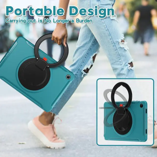 Alt view image 7 of 7 - BONAEVER Case for Samsung Galaxy Tab A9 Plus 11 Inch 2023 SM-X210/ SM-X215/SM-X216/SM-218 Rugged Military Grade Shockproof Cover with 360° Swivel Stand and Strap Pencil Holder Blue
