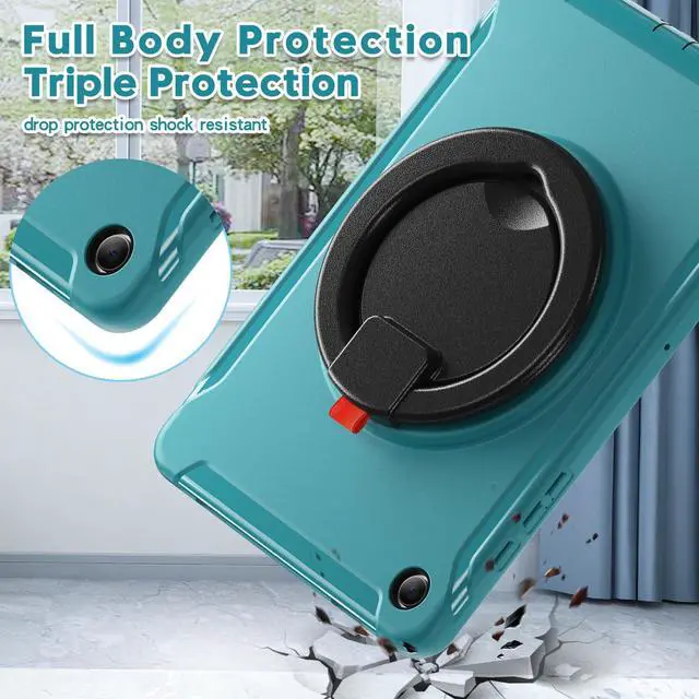 Alt view image 2 of 7 - BONAEVER Case for Samsung Galaxy Tab A9 Plus 11 Inch 2023 SM-X210/ SM-X215/SM-X216/SM-218 Rugged Military Grade Shockproof Cover with 360° Swivel Stand and Strap Pencil Holder Blue