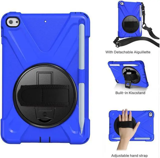 Alt view image 5 of 7 - BONAEVER For iPad Mini 5 Case iPad Mini 4 Case Shockproof Protective Rugged Cover with Pencil HolderHand Strap Stand and Shoulder Strap for iPad Mini 5th/4th Generation 7.9 Inch Blue