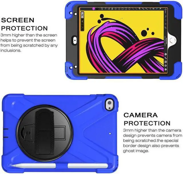 Alt view image 4 of 7 - BONAEVER For iPad Mini 5 Case iPad Mini 4 Case Shockproof Protective Rugged Cover with Pencil HolderHand Strap Stand and Shoulder Strap for iPad Mini 5th/4th Generation 7.9 Inch Blue