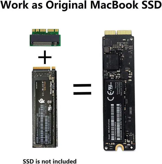 Alt view image 2 of 7 - BONAEVER M.2 NVME MacBook SSD Convert Adapter for Upgraded MacBook Air Pro Retina Mid 2013-2017 AHCI SSD Upgraded Kit for A1465 A1466 A1398 A1502