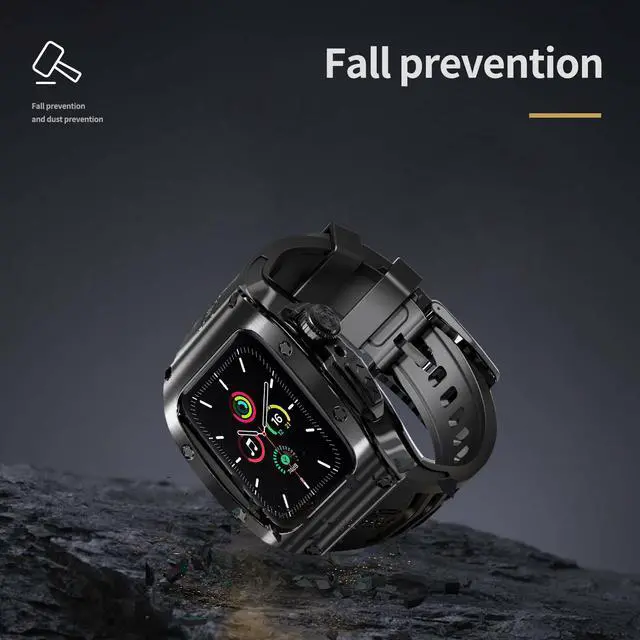 Alt view image 2 of 7 - BONAEVER Mod Kit Standainless Standeel Case for Apple Watch 45mm/44mm Rugged Metal Bumper Case Protective Replacement B for iWatch Series 4/5/6/7/8/9/SE/SE2