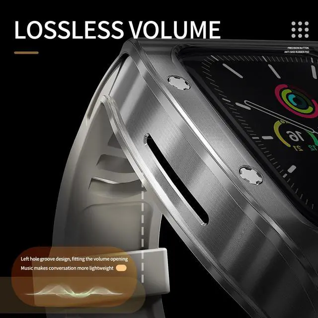 Alt view image 6 of 7 - BONAEVER Mod Kit Standainless Standeel Case for Apple Watch 45mm/44mm Rugged Metal Bumper Case Protective Replacement B for iWatch Series 4/5/6/7/8/9/SE/SE2 White