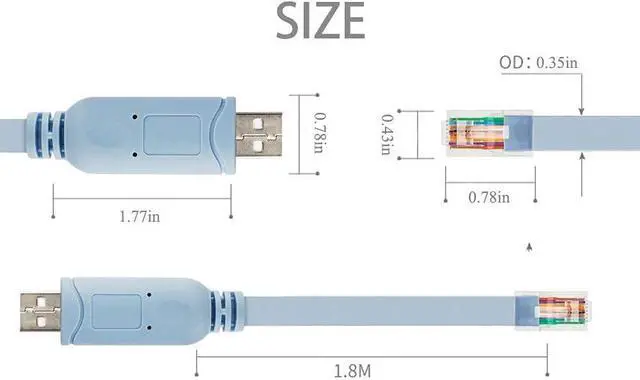 Alt view image 6 of 7 - BONAEVER 6ft USB Console Cable USB to RJ45 Cable Essential Accesory of Cisco NETGEAR Ubiquity LINKSYS TP-Link Routers/Switches for Laptops in Windows Mac Linux (Blue)