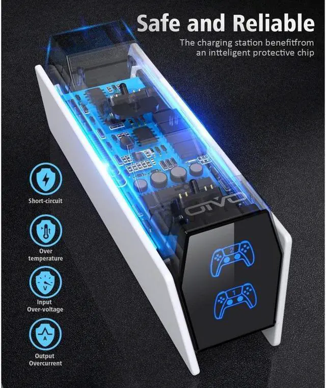 Alt view image 5 of 6 - BONAEVER PS5 Controller Charger Dock Station Compatible with Play Station 5 DualSense Controller Remote Charger Docking Station Fast Charging Dock Station with 2 Types of Cable