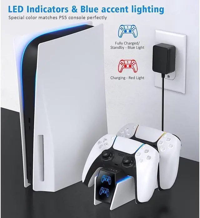 Alt view image 4 of 6 - BONAEVER PS5 Controller Charger Dock Station Compatible with Play Station 5 DualSense Controller Remote Charger Docking Station Fast Charging Dock Station with 2 Types of Cable