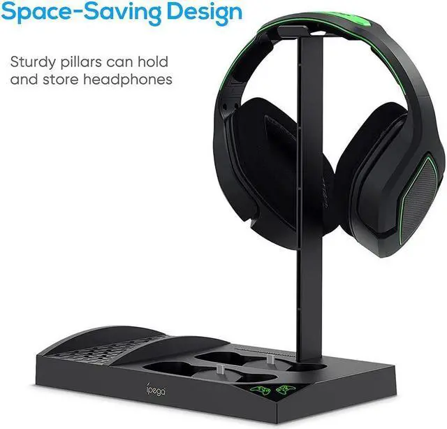 Alt view image 5 of 7 - Upgraded Cooling Stand for Xbox Series S Console with Controller Charging Station - Dual Powerful Cooling Fan & Controller Charger Dock with 2 x 1400mAh Rechargeable Batteries, Headset Holder for XSS