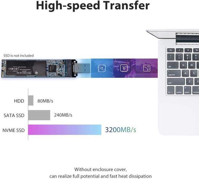 Alt view image 4 of 6 - BONAEVER NVMe to USB Adapter M.2 SSD to USB 3.1 Type A Card M.2 PCIe Based M Key Hard Drive Converter Reader as Portable SSD 10 Gbps USB 3.1 Gen 2 Bridge Chip Support Windows XP 7 8 10 MAC OS