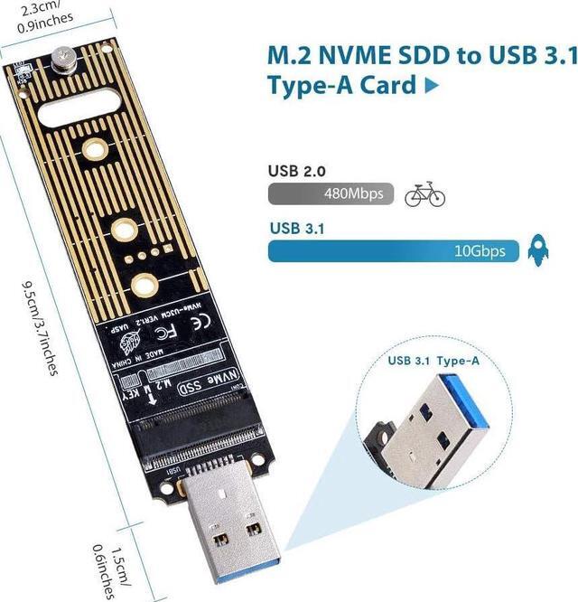 Alt view image 3 of 6 - BONAEVER NVMe to USB Adapter M.2 SSD to USB 3.1 Type A Card M.2 PCIe Based M Key Hard Drive Converter Reader as Portable SSD 10 Gbps USB 3.1 Gen 2 Bridge Chip Support Windows XP 7 8 10 MAC OS