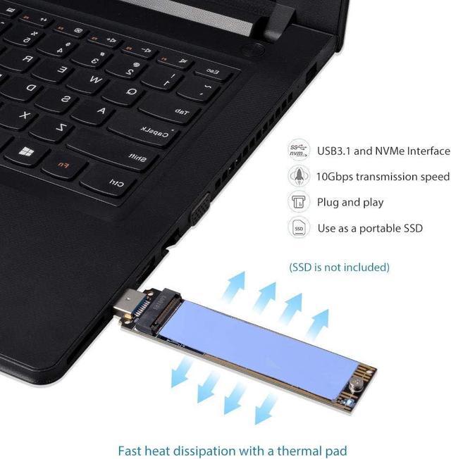 Alt view image 5 of 6 - BONAEVER NVMe to USB Adapter M.2 SSD to USB 3.1 Type A Card M.2 PCIe Based M Key Hard Drive Converter Reader as Portable SSD 10 Gbps USB 3.1 Gen 2 Bridge Chip Support Windows XP 7 8 10 MAC OS