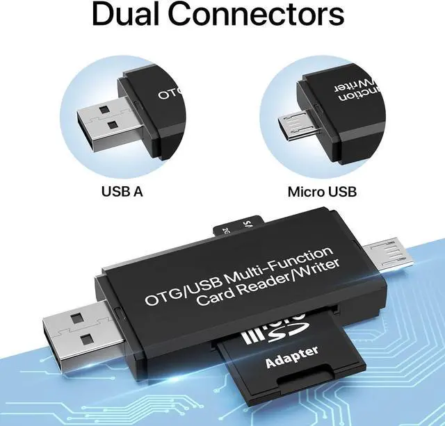 Alt view image 2 of 7 - Micro USB OTG to USB 2.0 SD Card Adapter, Micro SD Card Reader, Trail Camera Memory Card Adapter Connector for Android Phone/Computer/Tablet, Supports SD/SDHC/SCXC/MMC/MMC Micro