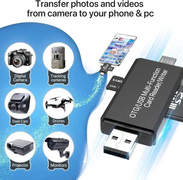 Alt view image 6 of 7 - Micro USB OTG to USB 2.0 SD Card Adapter, Micro SD Card Reader, Trail Camera Memory Card Adapter Connector for Android Phone/Computer/Tablet, Supports SD/SDHC/SCXC/MMC/MMC Micro