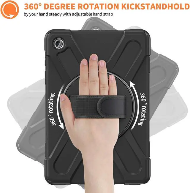 Alt view image 3 of 7 - BONAEVER Case for Samsung Galaxy Tab A9 Plus 11 Inch 2023 (SM-X210/X216/X218) Shockproof Hard Protective Cover with 360 Rotating Hand Strap & Stand +Shoulder Strap for Galaxy A9 Plus 11"