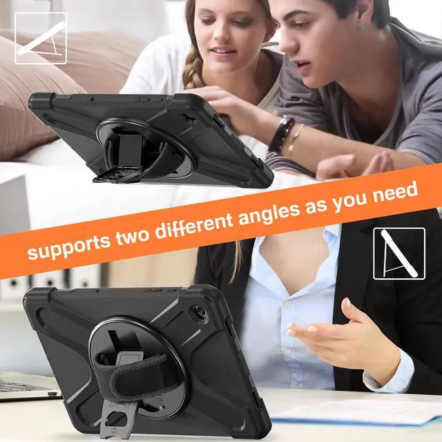 Alt view image 4 of 7 - BONAEVER Case for Samsung Galaxy Tab A9 Plus 11 Inch 2023 (SM-X210/X216/X218) Shockproof Hard Protective Cover with 360 Rotating Hand Strap & Stand +Shoulder Strap for Galaxy A9 Plus 11"