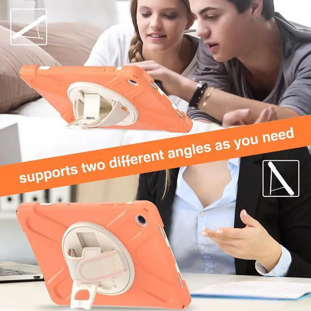 Alt view image 5 of 7 - BONAEVER Case for Samsung Galaxy Tab A9 Plus 11 Inch 2023 (SM-X210/X216/X218) Shockproof Hard Protective Cover with 360 Rotating Hand Strap & Stand +Shoulder Strap for Galaxy A9 Plus 11" Orange