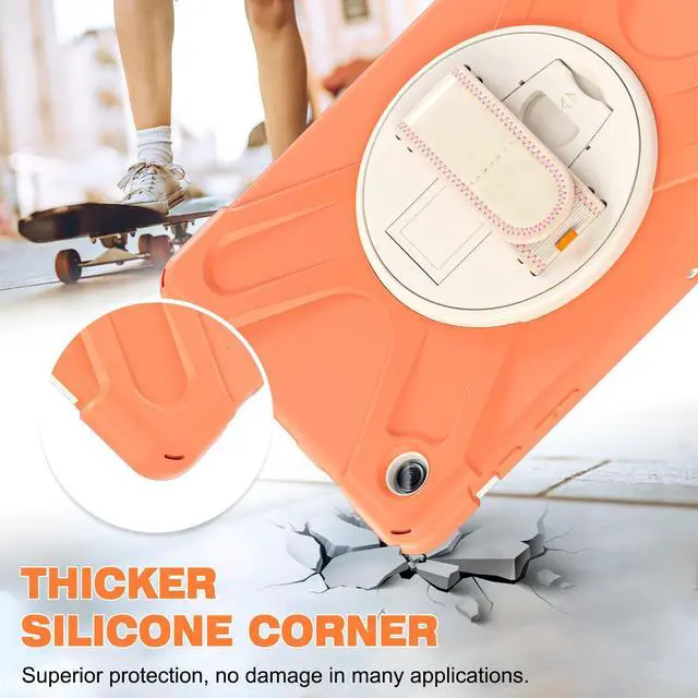 Alt view image 2 of 7 - BONAEVER Case for Samsung Galaxy Tab A9 Plus 11 Inch 2023 (SM-X210/X216/X218) Shockproof Hard Protective Cover with 360 Rotating Hand Strap & Stand +Shoulder Strap for Galaxy A9 Plus 11" Orange