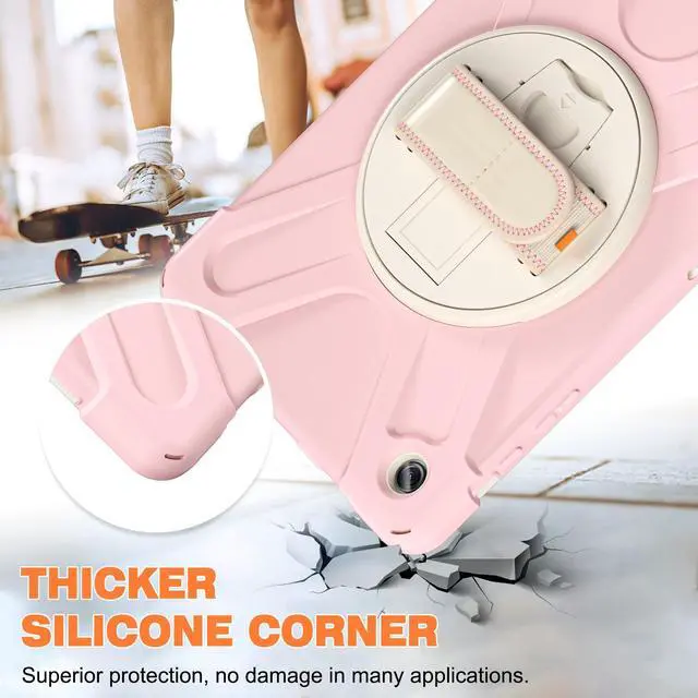 Alt view image 2 of 7 - BONAEVER Case for Samsung Galaxy Tab A9 Plus 11 Inch 2023 (SM-X210/X216/X218) Shockproof Hard Protective Covr with 360 Rotating Hand Strap & Stand +Shoulder Strap for Galaxy A9 Plus 11" Pink