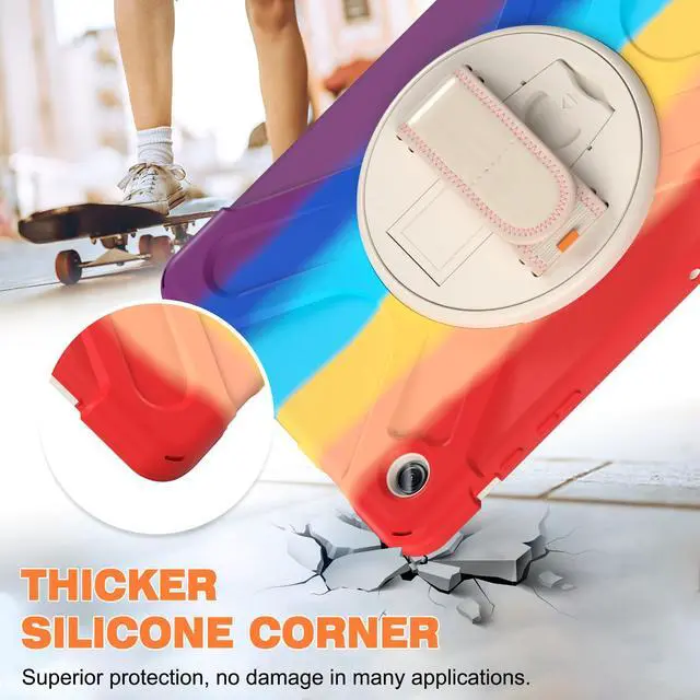 Alt view image 2 of 7 - BONAEVER Case for Samsung Galaxy Tab A9 Plus 11 Inch 2023 (SM-X210/X216/X218) Shockproof Hard Protective Cover with 360 Rotating Hand Strap & Stand +Shoulder Strap for Galaxy A9 Plus 11" Rainbow