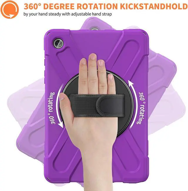 Alt view image 4 of 7 - BONAEVER Case for Samsung Galaxy Tab A9 Plus 11 Inch 2023 (SM-X210/X216/X218) Shockproof Hard Protective Covr with 360 Rotating Hand Strap & Stand +Shoulder Strap for Galaxy A9 Plus 11" Purple
