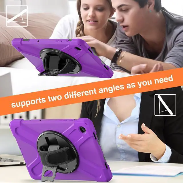 Alt view image 5 of 7 - BONAEVER Case for Samsung Galaxy Tab A9 Plus 11 Inch 2023 (SM-X210/X216/X218) Shockproof Hard Protective Covr with 360 Rotating Hand Strap & Stand +Shoulder Strap for Galaxy A9 Plus 11" Purple
