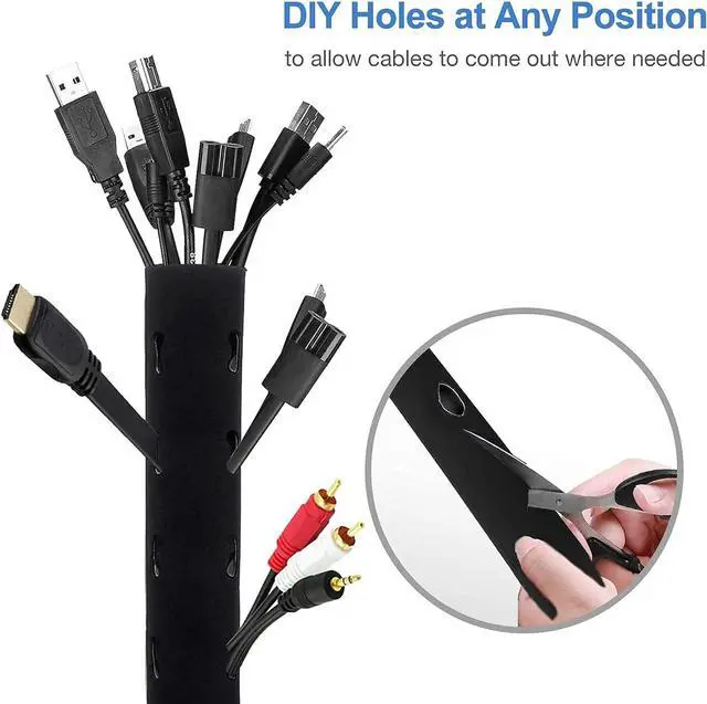 Alt view image 5 of 7 - BONAEVER Cable Management Sleeve Cord Management System for TV / Computer / Home Entertainment 19 - 20 inch Flexible Cable Sleeve Wrap Cover Organizer 4 Piece - Black