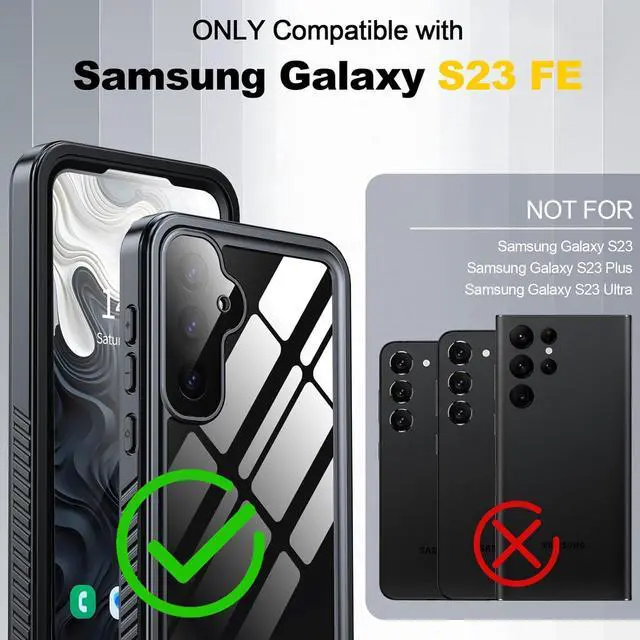Alt view image 2 of 7 - BONAEVER for Samsung Galaxy S23 FE 5G Case Waterproof Built in Screen Protector 360° Protective Shockproof IP68 Underwater Case for Galaxy S23 FE 5G - Black