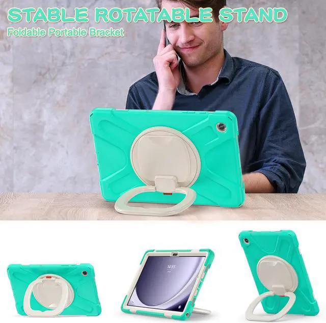 Alt view image 4 of 7 - BONAEVER Case for Samsung Galaxy Tab A9 Plus 11 inch 2023 Model SM-X210/X216/X218 with 360° Rotating Stand and Strap & Shoulder Strap Shockproof Cover for Galaxy Tab A9 Plus 11" Mint Green
