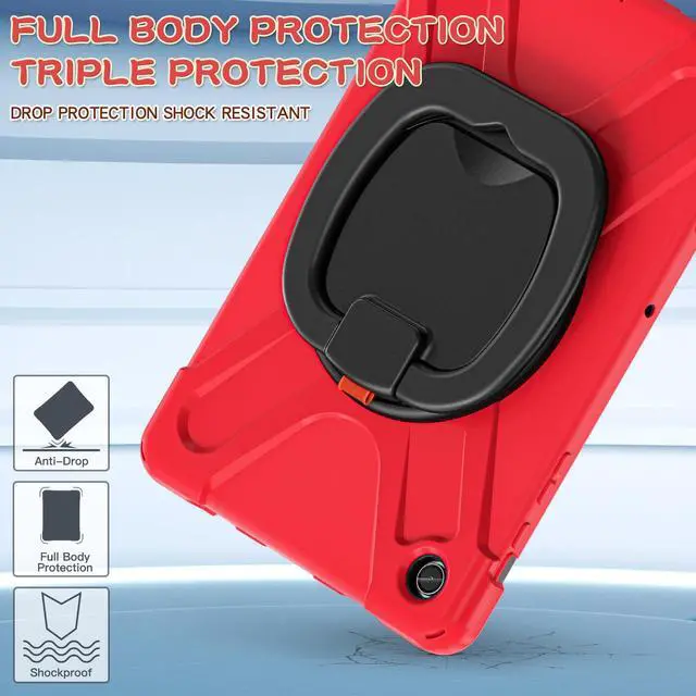 Alt view image 2 of 7 - BONAEVER Case for Samsung Galaxy Tab A9 Plus 11 inch 2023 Model SM-X210/X216/X218 with 360° Rotating Stand and Strap & Shoulder Strap Shockproof Cover for Galaxy Tab A9 Plus 11" Red
