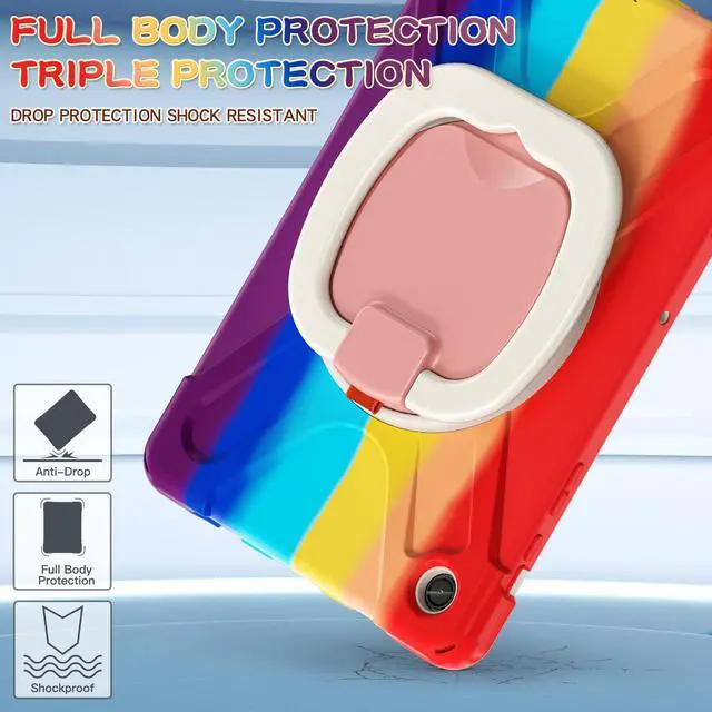 Alt view image 2 of 7 - BONAEVER Case for Samsung Galaxy Tab A9 Plus 11 inch 2023 Model SM-X210/X216/X218 with 360° Rotating Stand and Strap & Shoulder Strap Shockproof Cover for Galaxy Tab A9 Plus 11" Rainbow Red