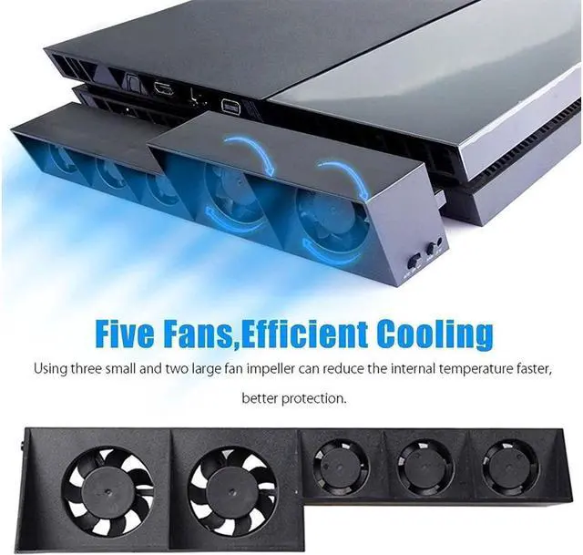 Alt view image 4 of 7 - BONAEVER Cooling Fan Cooler Fit for PS4 USB External Super Turbo Temperature Cooling Fan With 5 Turbo Fans USB Cable Compatible With Sony Play Station 4 Gaming Console