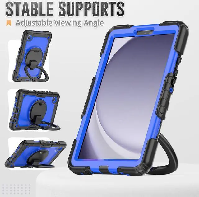 Alt view image 4 of 7 - BONAEVER Case for Samsung Galaxy Tab A9 Case 8.7 inch 2023 (SM-X110/X115/X117) with Built-in Screen Protector 360° Rotating Stand and Strap&Shoulder Strap Case for Galaxy Tab A9 2023 Blue