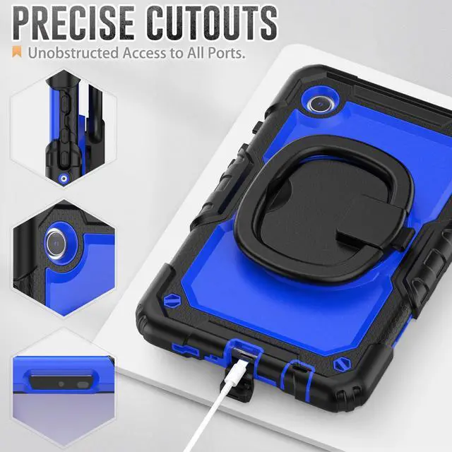 Alt view image 5 of 7 - BONAEVER Case for Samsung Galaxy Tab A9 Case 8.7 inch 2023 (SM-X110/X115/X117) with Built-in Screen Protector 360° Rotating Stand and Strap&Shoulder Strap Case for Galaxy Tab A9 2023 Blue