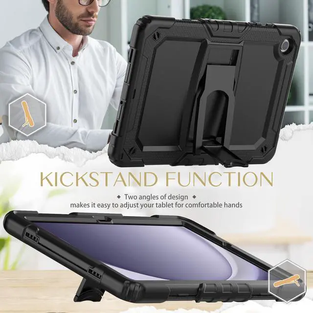 Alt view image 3 of 7 - BONAEVER Case for Samsung Galaxy Tab A9 Plus Case 11 inch 2023 Model SM-X210/X216/X218 with 360° Rotating Stand and Strap & Shoulder Strap Protective Cover for Galaxy Tab A9 Plus 11"
