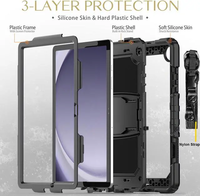 Alt view image 6 of 7 - BONAEVER Case for Samsung Galaxy Tab A9 Plus Case 11 inch 2023 Model SM-X210/X216/X218 with 360° Rotating Stand and Strap & Shoulder Strap Protective Cover for Galaxy Tab A9 Plus 11"