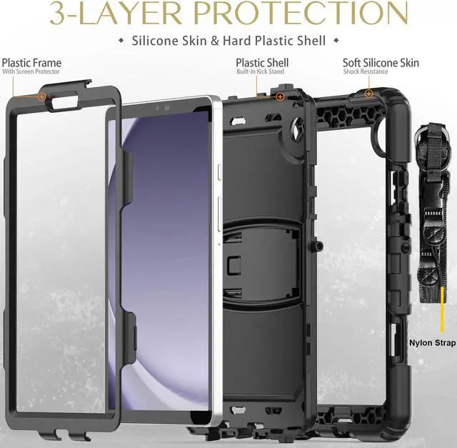 Alt view image 6 of 7 - BONAEVER Case for Samsung Galaxy Tab A9 8.7 inch 2023 Model SM-X110/X115/X117 with 360° Rotating Stand and Strap & Shoulder Strap Protective Cover for Galaxy Tab A9 8.7"