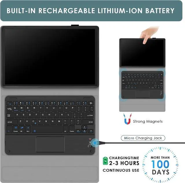 Alt view image 3 of 7 - BONAEVER Touchpad Keyboard Case for Lenovo Legion Y700 2nd Generation 8.8 inch 2023 TB-320F Bluetooth Trackpad Keyboard Cover with Pencil Holder