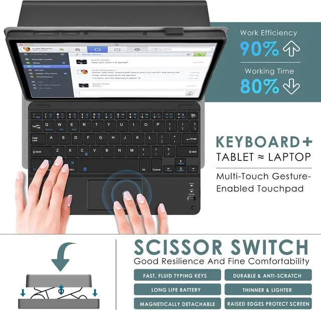 Alt view image 4 of 7 - BONAEVER Touchpad Keyboard Case for Lenovo Legion Y700 2nd Generation 8.8 inch 2023 TB-320F Bluetooth Trackpad Keyboard Cover with Pencil Holder