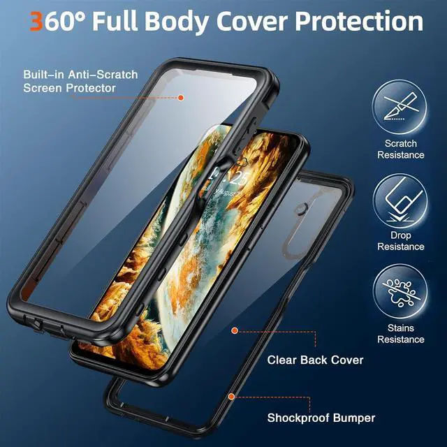 Alt view image 4 of 6 - BONAEVER For Samsung Galaxy A15 5G Waterproof Case with Built-in Screen Protector Full Protection Shockproof Dustdproof Phone Cover for Samsung Galaxy A15 5G