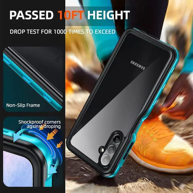 Alt view image 2 of 6 - BONAEVER For Samsung Galaxy A15 5G Waterproof Case with Built-in Screen Protector Full Protection Shockproof Dustdproof Phone Cover for Samsung Galaxy A15 5G Blue