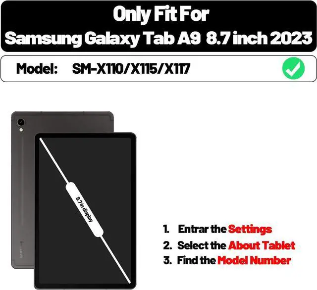 Alt view image 2 of 7 - BONAEVER Case for Samsung Galaxy Tab A9 8.7 Inch 2023 Model SM-X110/X115/X117 - Shockproof with 360° Rotating Stand and &Hand Strap Screen Protector Adjustable Shoulder Strap for Galaxy Tab A9 8.7"
