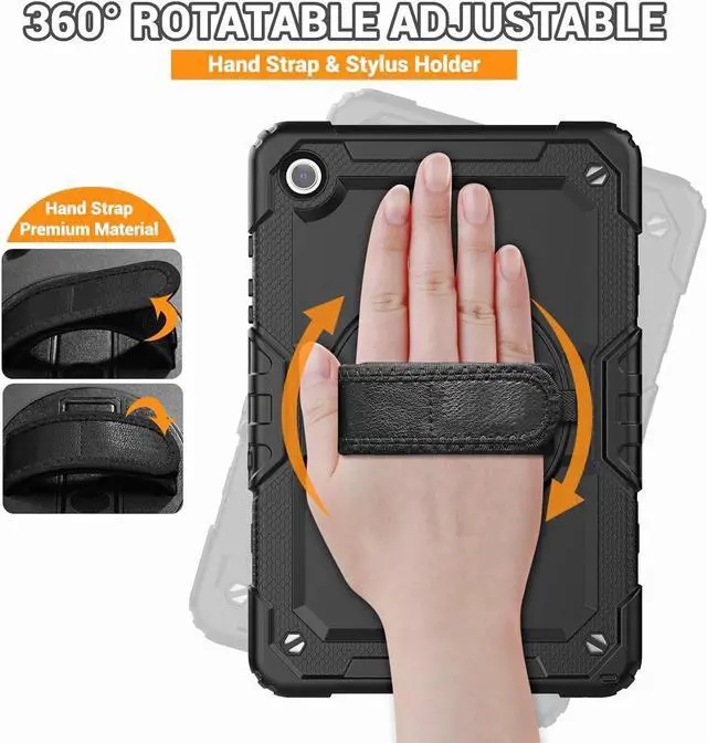 Alt view image 4 of 7 - BONAEVER Case for Samsung Galaxy Tab A9 Plus Case 11 inch 2023 SM-X210/X216/X218 Shockproof Protective Cover with Screen Protector Rotating Stand and /Shoulder Strap Pen Holder Stylus Pen