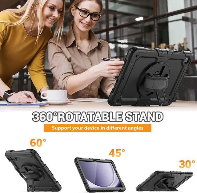 Alt view image 5 of 7 - BONAEVER Case for Samsung Galaxy Tab A9 Plus Case 11 inch 2023 SM-X210/X216/X218 Shockproof Protective Cover with Screen Protector Rotating Stand and /Shoulder Strap Pen Holder Stylus Pen