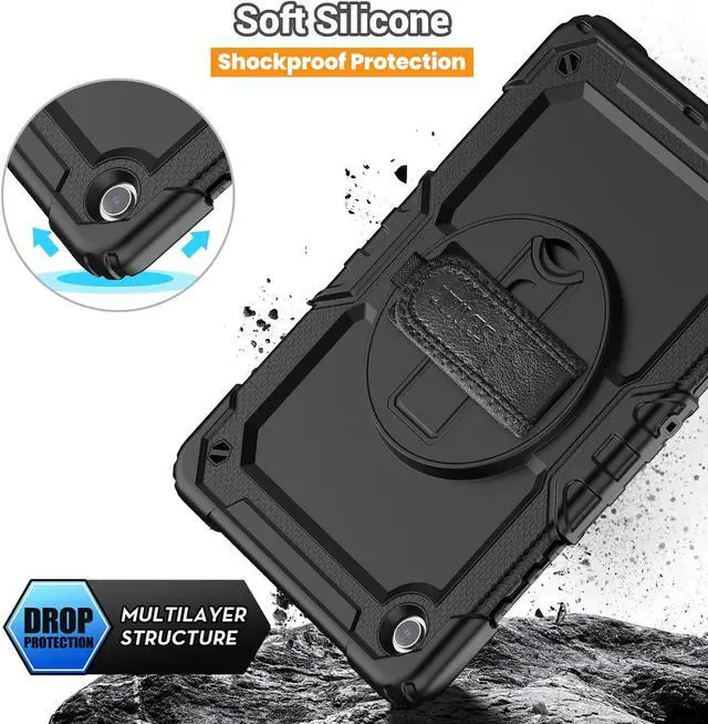 Alt view image 3 of 7 - BONAEVER Case for Samsung Galaxy Tab A9 Plus Case 11 inch 2023 SM-X210/X216/X218 Shockproof Protective Cover with Screen Protector Rotating Stand and /Shoulder Strap Pen Holder Stylus Pen