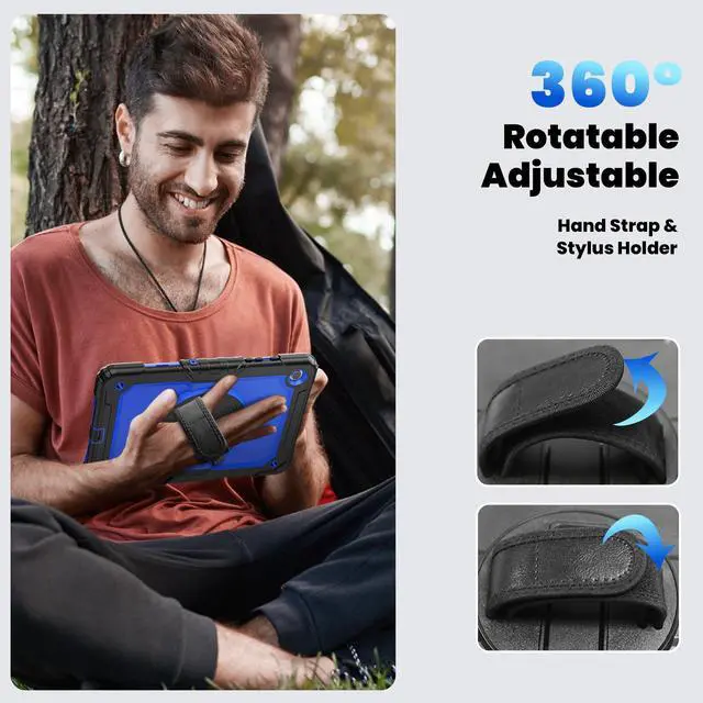 Alt view image 5 of 7 - BONAEVER Case for Samsung Galaxy Tab A9 Plus Case 11 inch 2023 SM-X210/X216/X218 Shockproof Protective Cover with Screen Protector Rotating Stand and /Shoulder Strap Pen Holder Blue