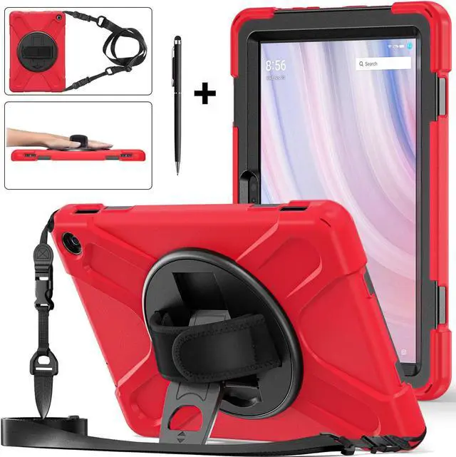 Main image of Amazon Kindle Fire HD 10 13th Generation 2023 Release 10.1 inch Case, Shockproof Cover with Pencil Holder & Kickstand Hand & Hand/Shoulder Strap/Stylus Pen Red