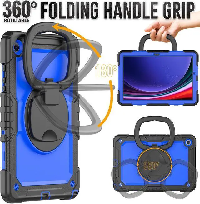 Alt view image 2 of 7 - BONAEVER Case for Samsung Galaxy Tab A9 Plus 11 inch 2023 SM-X210/X216/X218 Shockproof Protective Cover with Screen Protector Rotating Stand and /Shoulder Strap Pen Holder Stylus Pen Blue