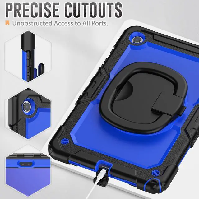 Alt view image 6 of 7 - BONAEVER Case for Samsung Galaxy Tab A9 Plus 11 inch 2023 SM-X210/X216/X218 Shockproof Protective Cover with Screen Protector Rotating Stand and /Shoulder Strap Pen Holder Stylus Pen Blue